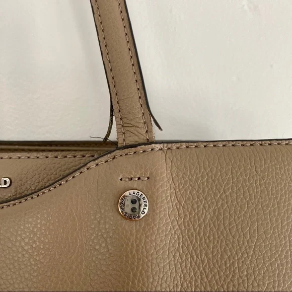 Karl Lagerfeld Dorine Leather Tote Bag Taupe/ Tan - Picture 4 of 12